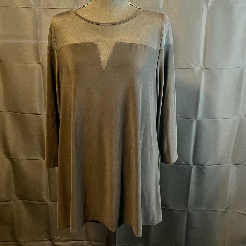 Iman XL Black Sheer Blouse